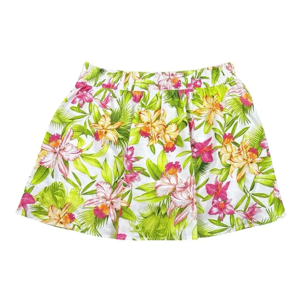 Tommy Bahama Skort Women XL Floral Tropical Pullon Performance Elastic Waist New